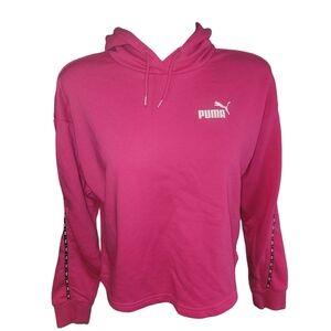Puma Cropped Pullover Hoodie in Hot Pink Size S
